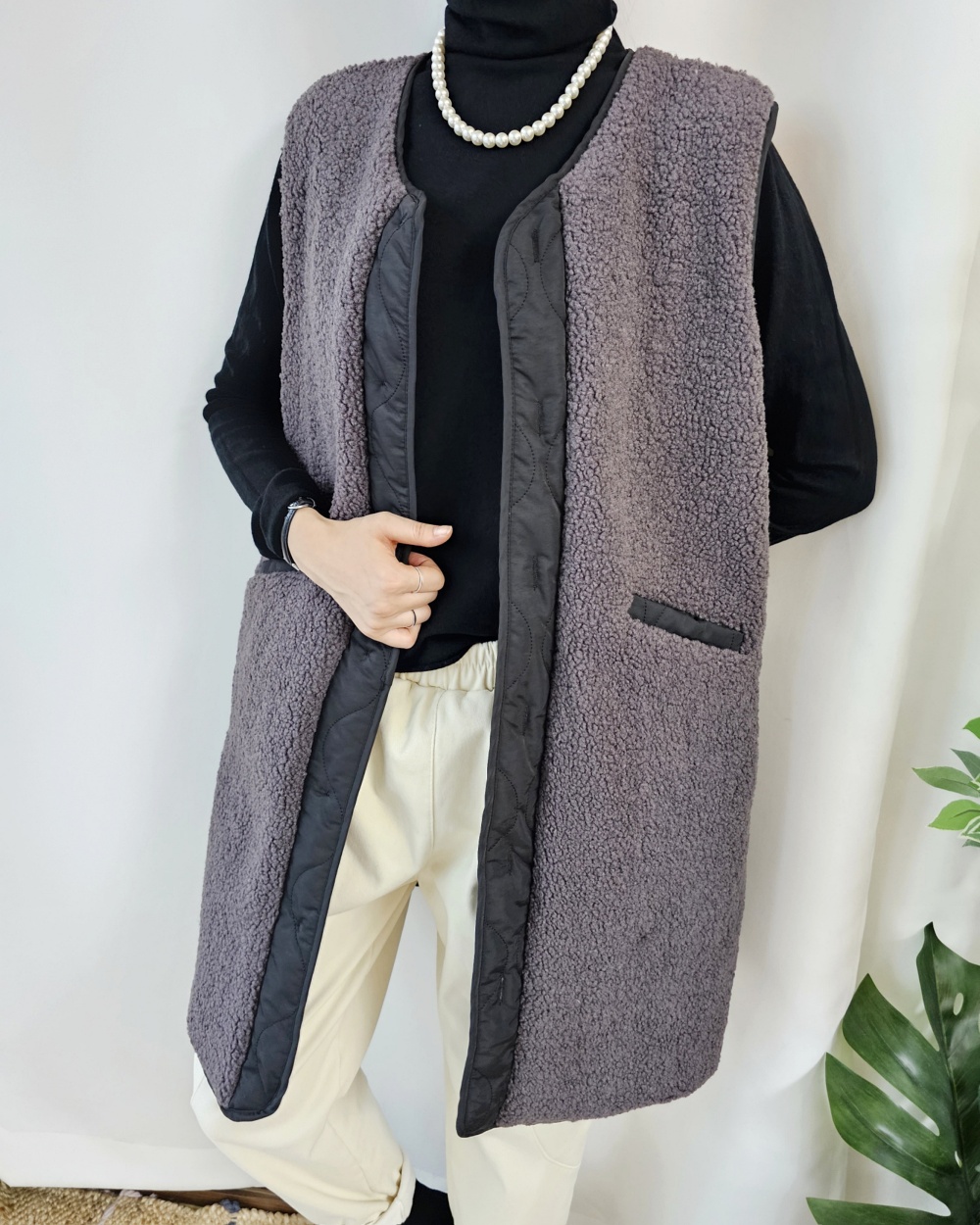 リバーシブルボアキルトロングベスト | 詳細画像7