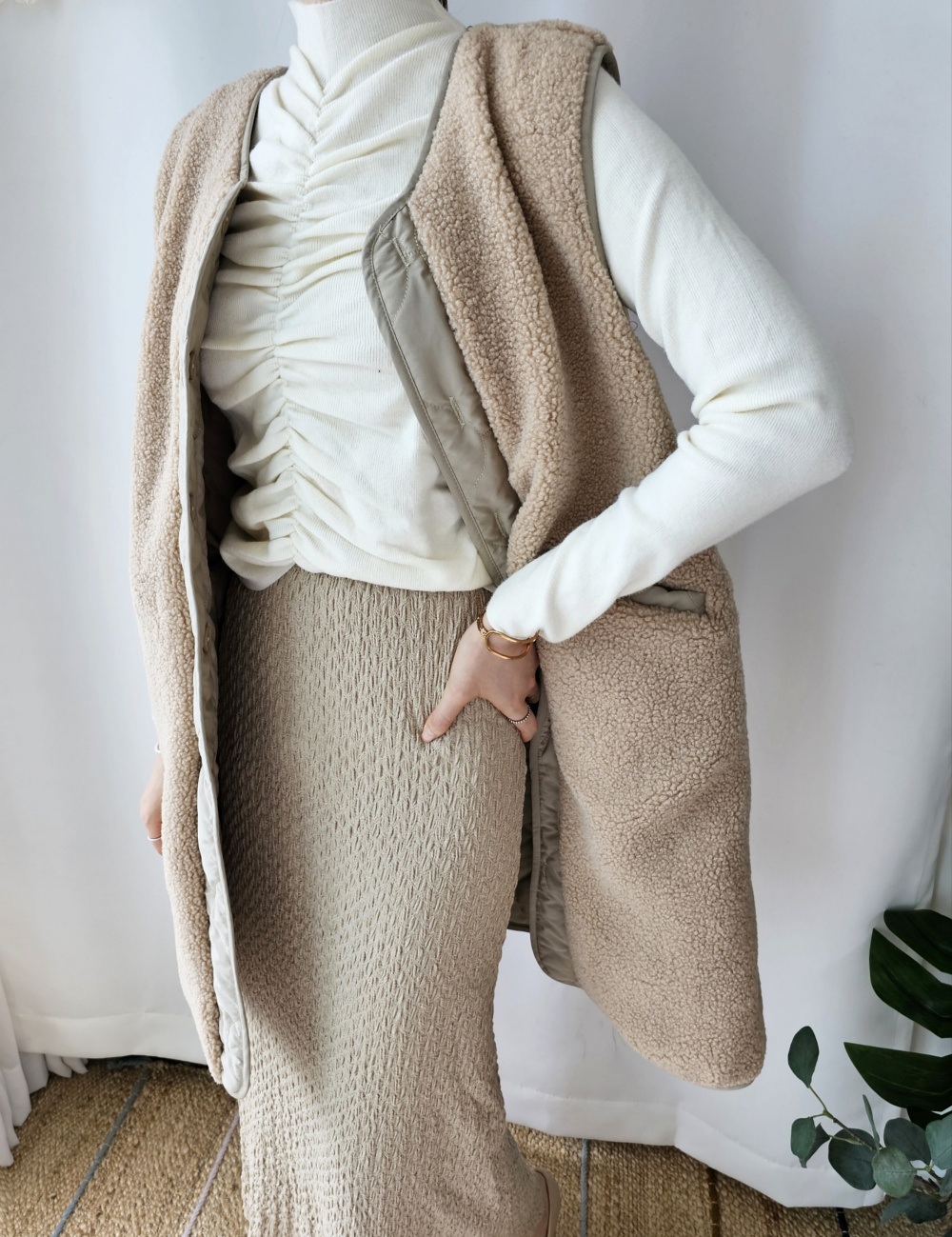 リバーシブルボアキルトロングベスト | 詳細画像30