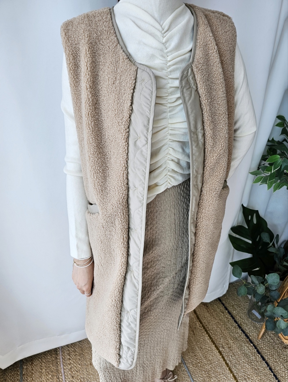 リバーシブルボアキルトロングベスト | 詳細画像31