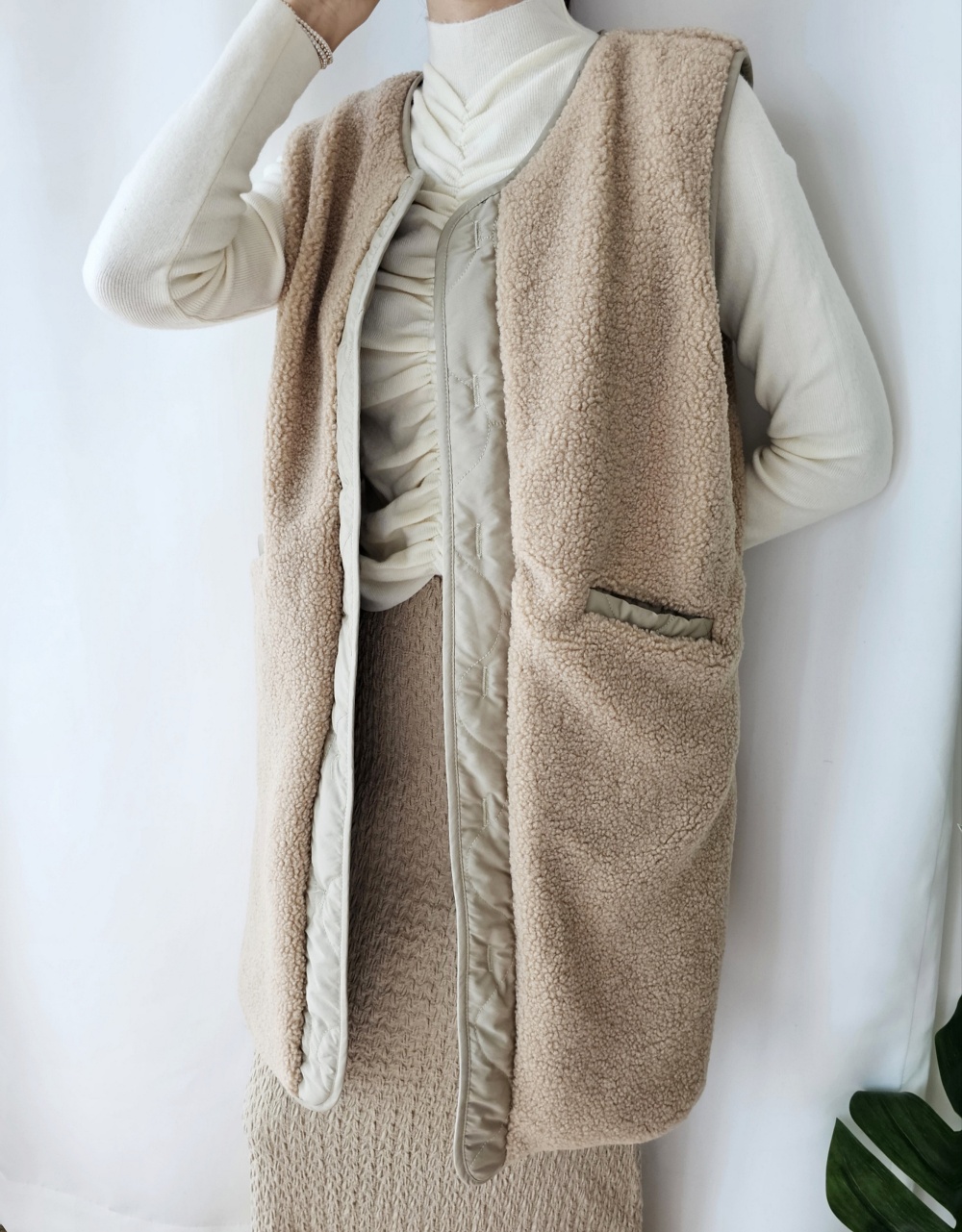 リバーシブルボアキルトロングベスト | 詳細画像34