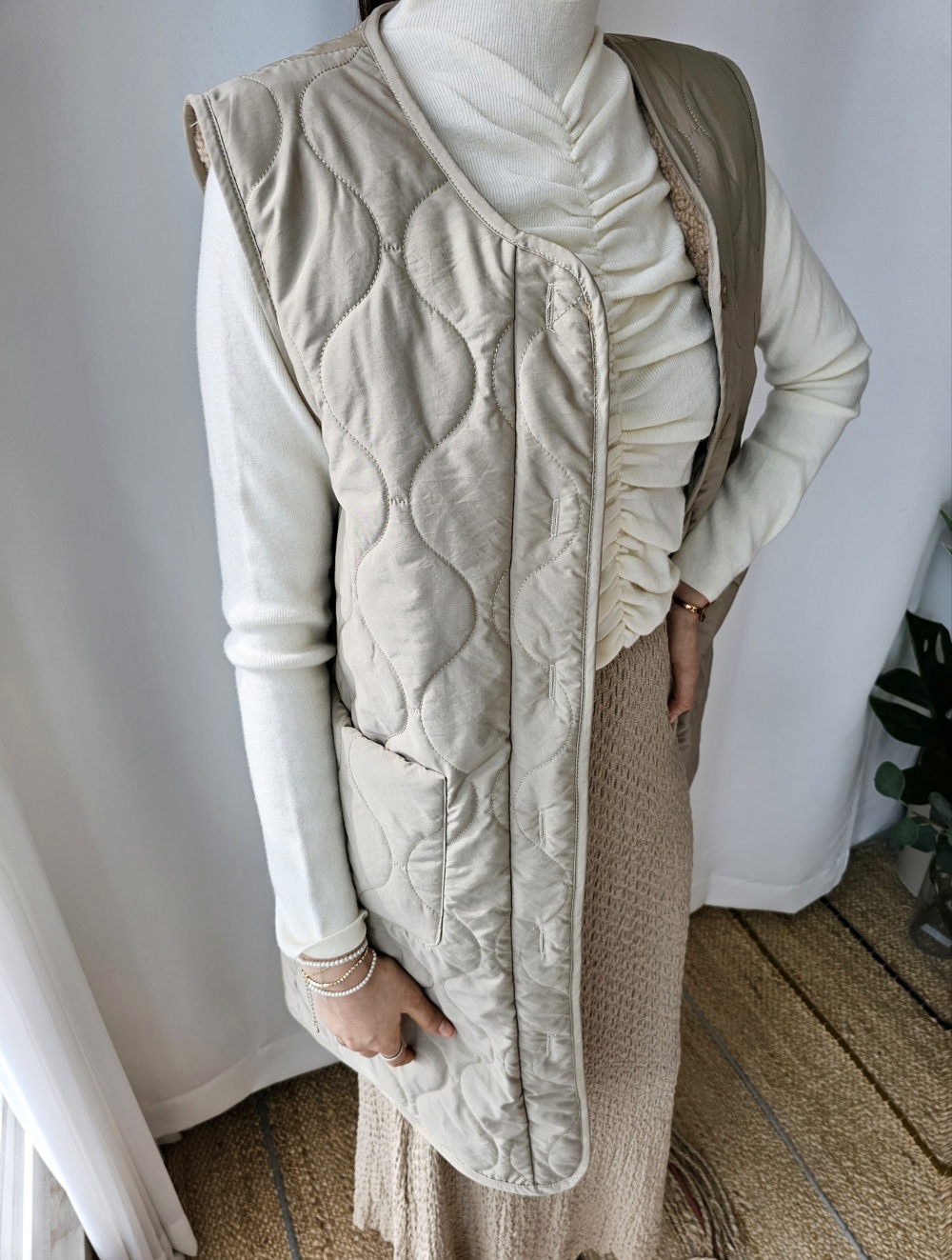 リバーシブルボアキルトロングベスト | 詳細画像41