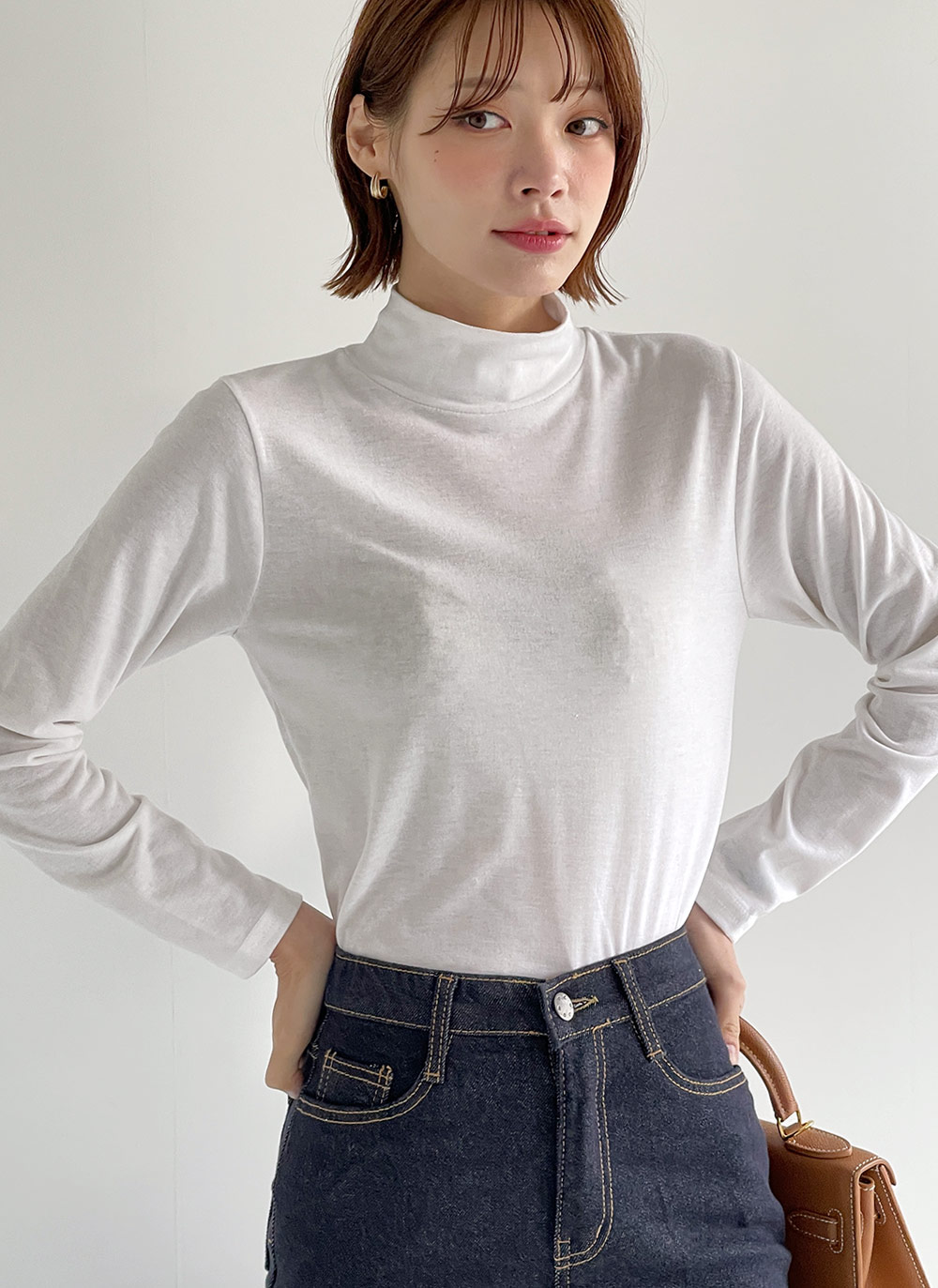 裏ピーチ起毛ハイネックTシャツ | DHOLIC | 詳細画像5