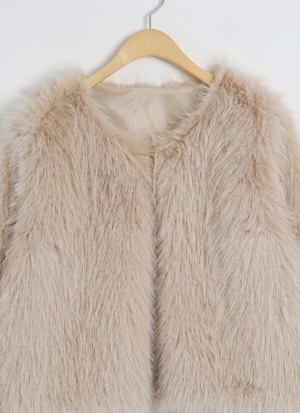 エコファーノーカラークロップドジャケット | レディースファッション