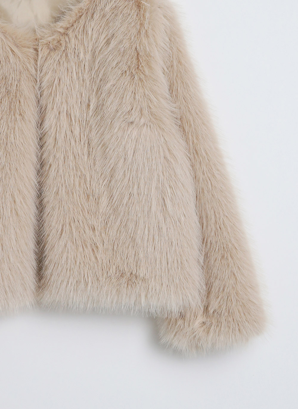 エコファーノーカラークロップドジャケット | レディースファッション