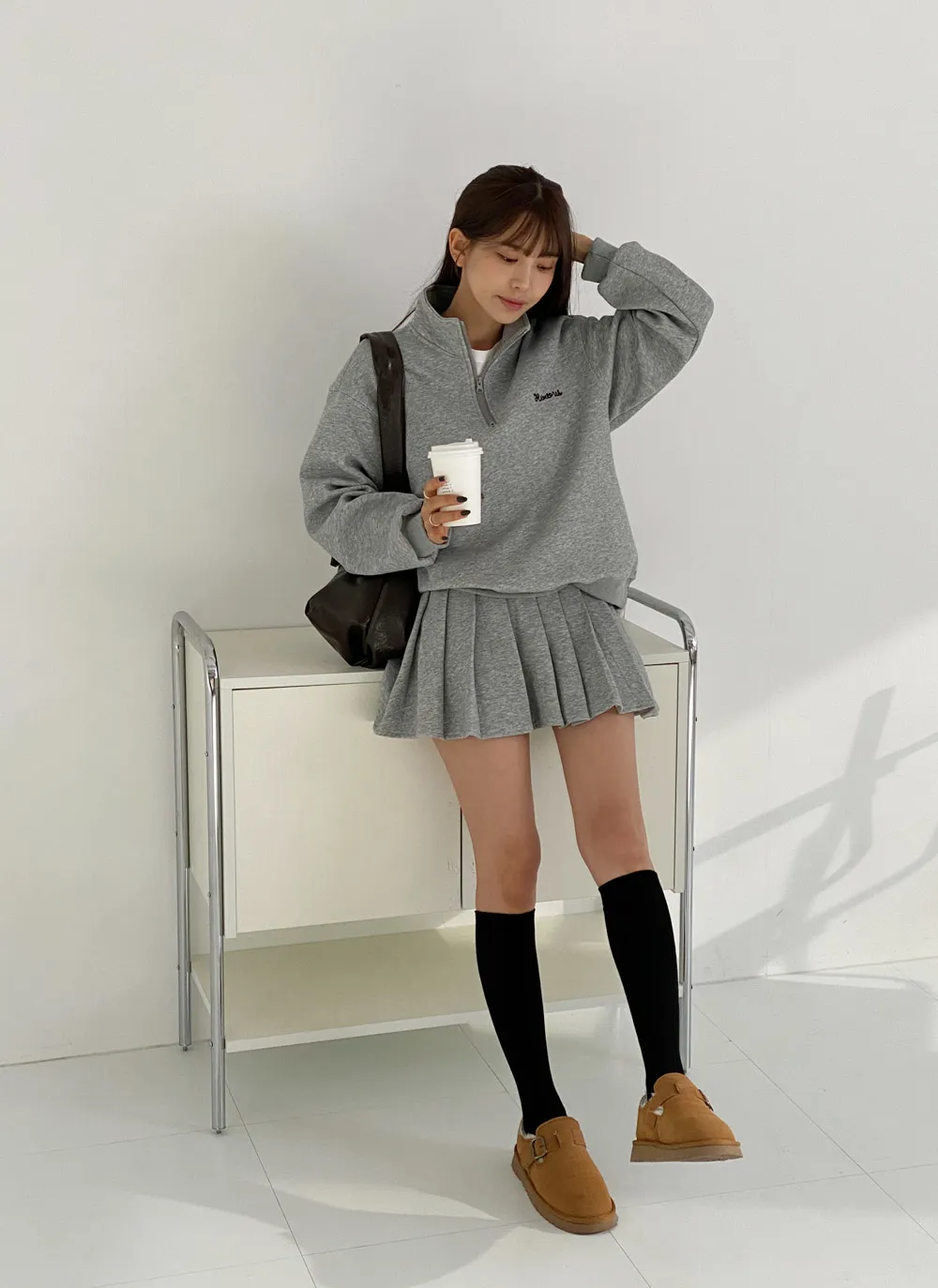 裏起毛刺繍ジップスウェット&ミニスカートSET | レディース 