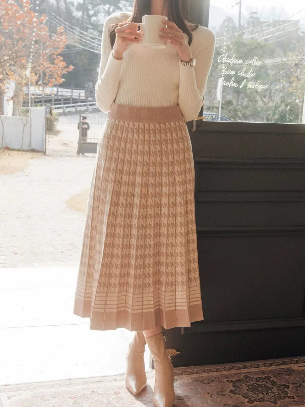 千鳥格子柄プリーツニットスカート | レディースファッション通販 - DHOLIC 