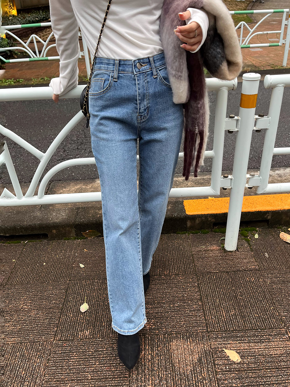 シークレットゴムストレートデニムパンツ | レディースファッション