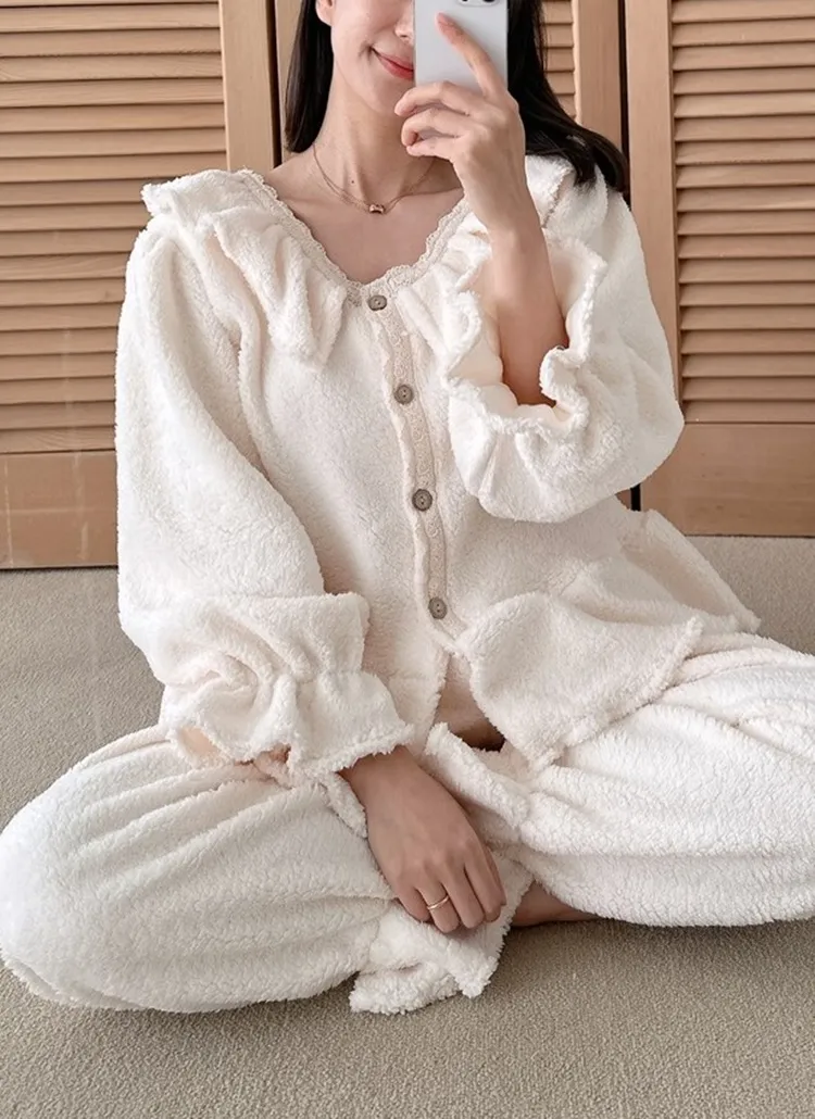 ボアフリルカラーパジャマ上下SET | hugmedarling | 詳細画像1