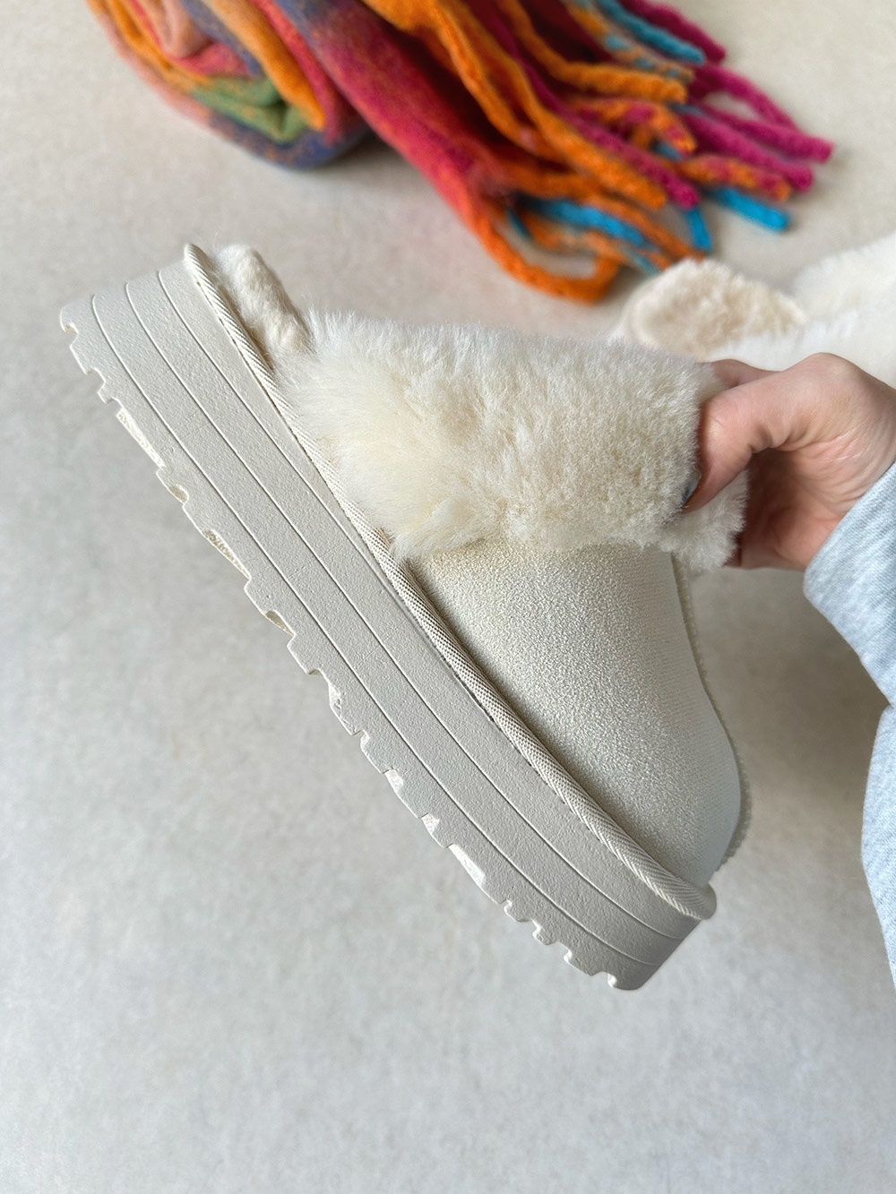 厚底ムートン調ミュール | 詳細画像3