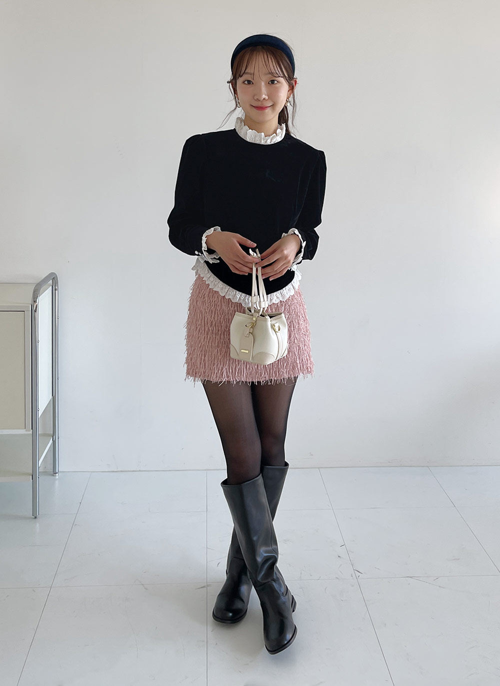 アイレットレーストリミングベロアブラウス | DHOLIC | 詳細画像3