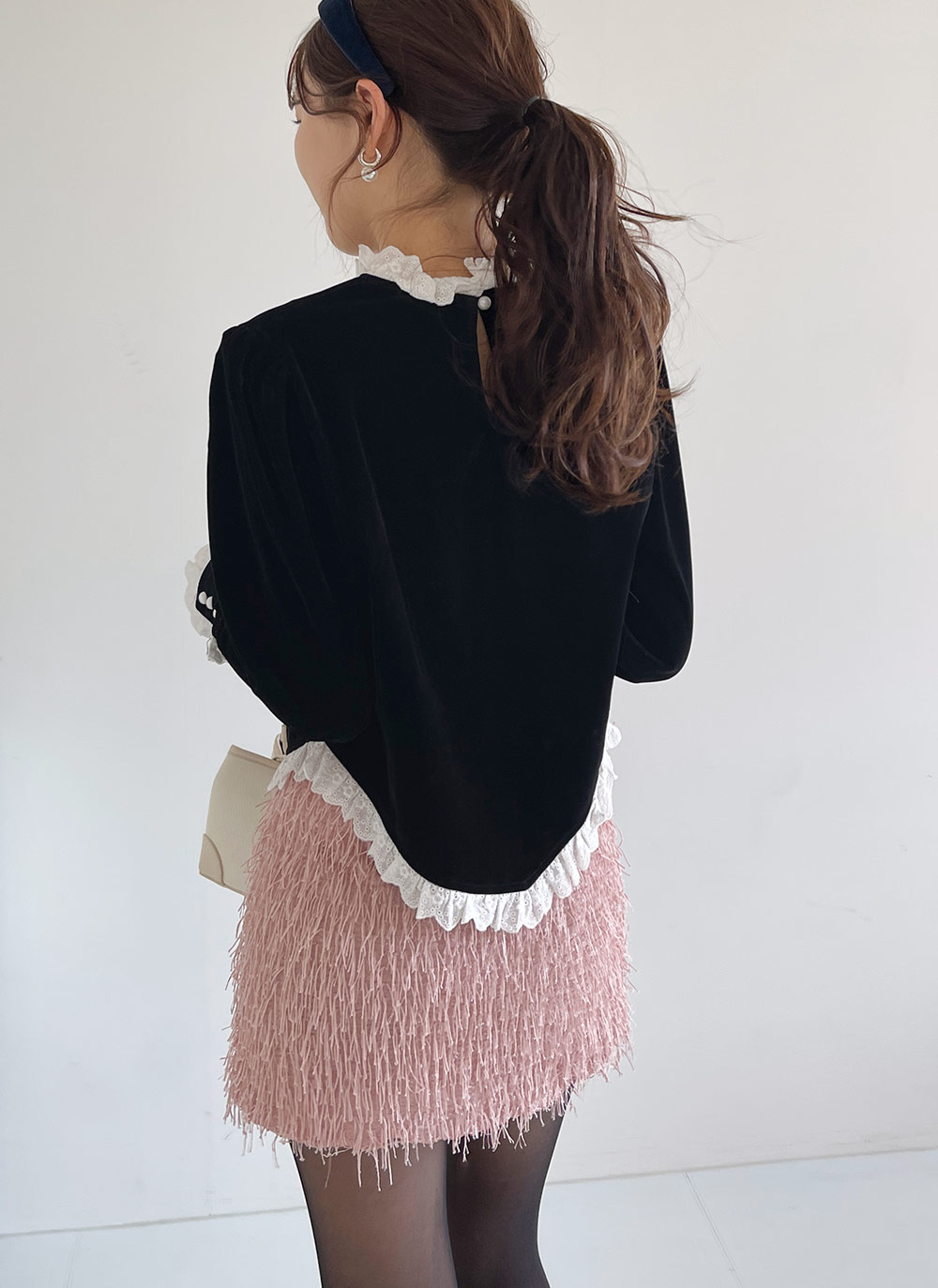 アイレットレーストリミングベロアブラウス | DHOLIC | 詳細画像5