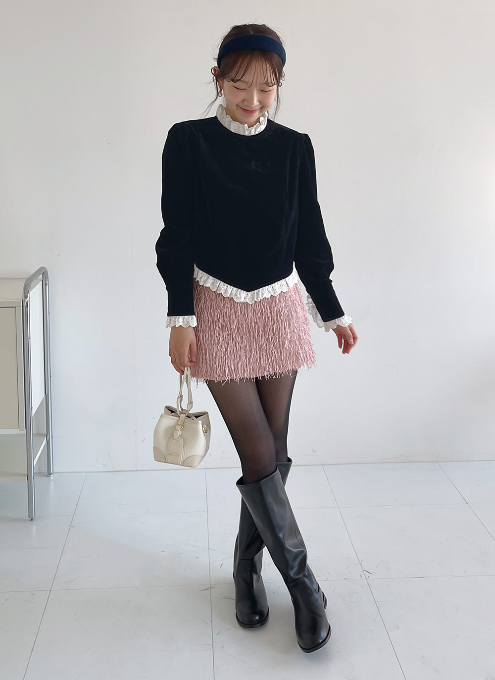 アイレットレーストリミングベロアブラウス | DHOLIC | 詳細画像6