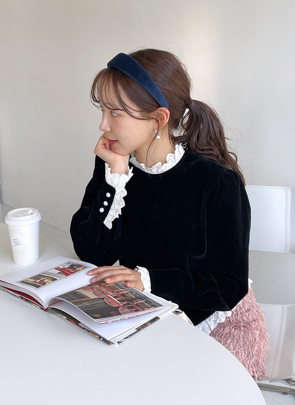 アイレットレーストリミングベロアブラウス | DHOLIC | 詳細画像14