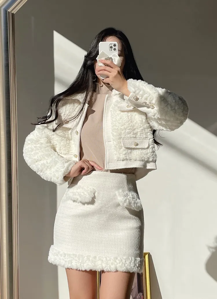 ボアツイード配色ジャケット&ミニスカートSET | レディース