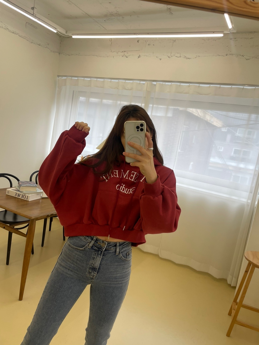 裏起毛刺繍ロゴクロップドパーカー | 詳細画像7