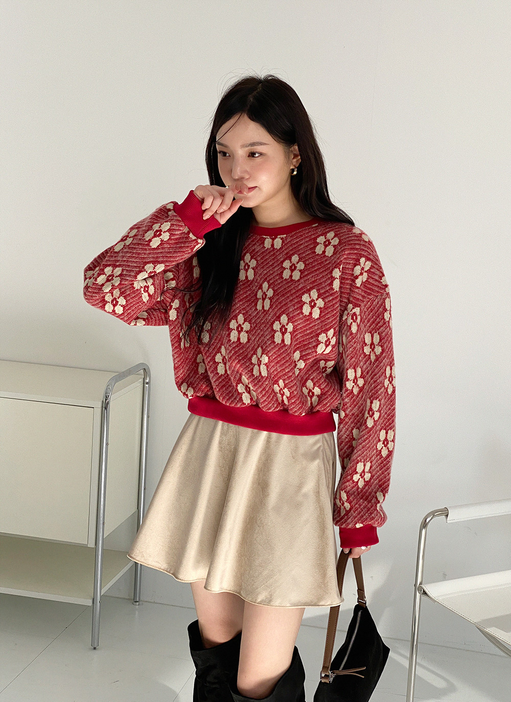 両起毛花柄ダイアゴナルスウェット | DHOLIC | 詳細画像6