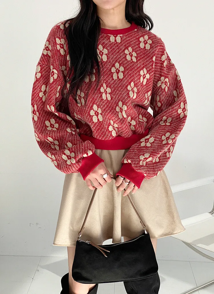 両起毛花柄ダイアゴナルスウェット | DHOLIC | 詳細画像1