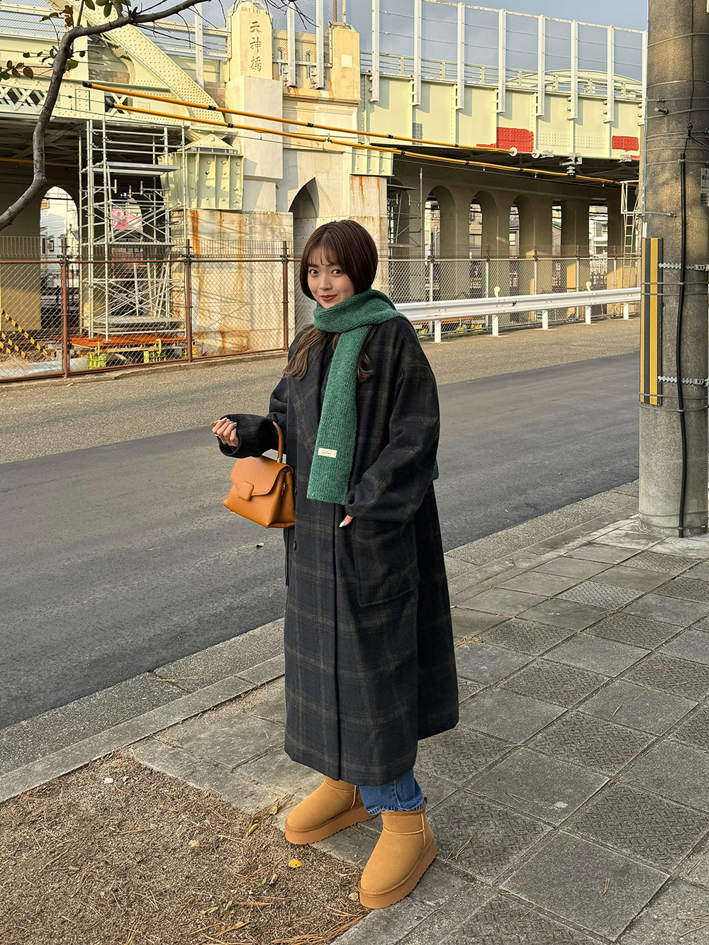 ウール混チェックロングコート | 詳細画像25