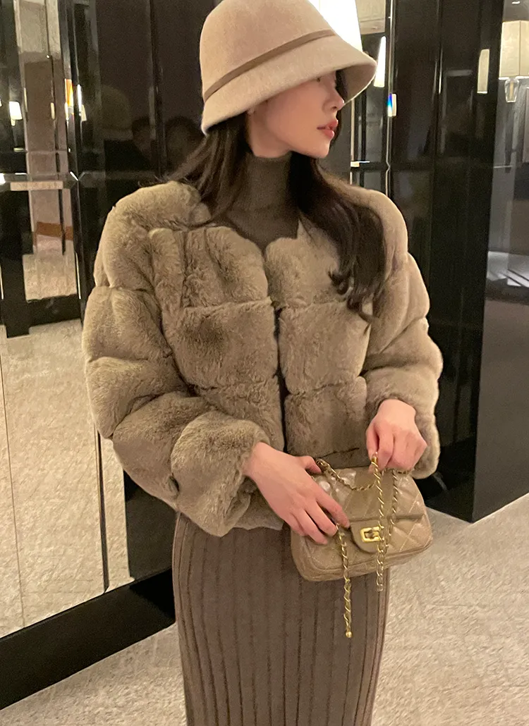 ノーカラークロップドエコファージャケット | レディースファッション 