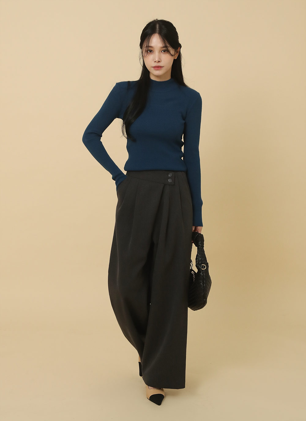 ハーフネックスリム長袖ニット | DHOLIC | 詳細画像2