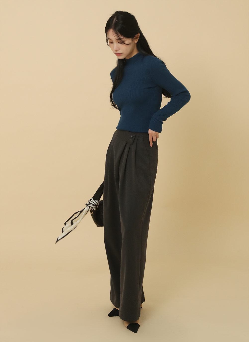 ハーフネックスリム長袖ニット | DHOLIC | 詳細画像4