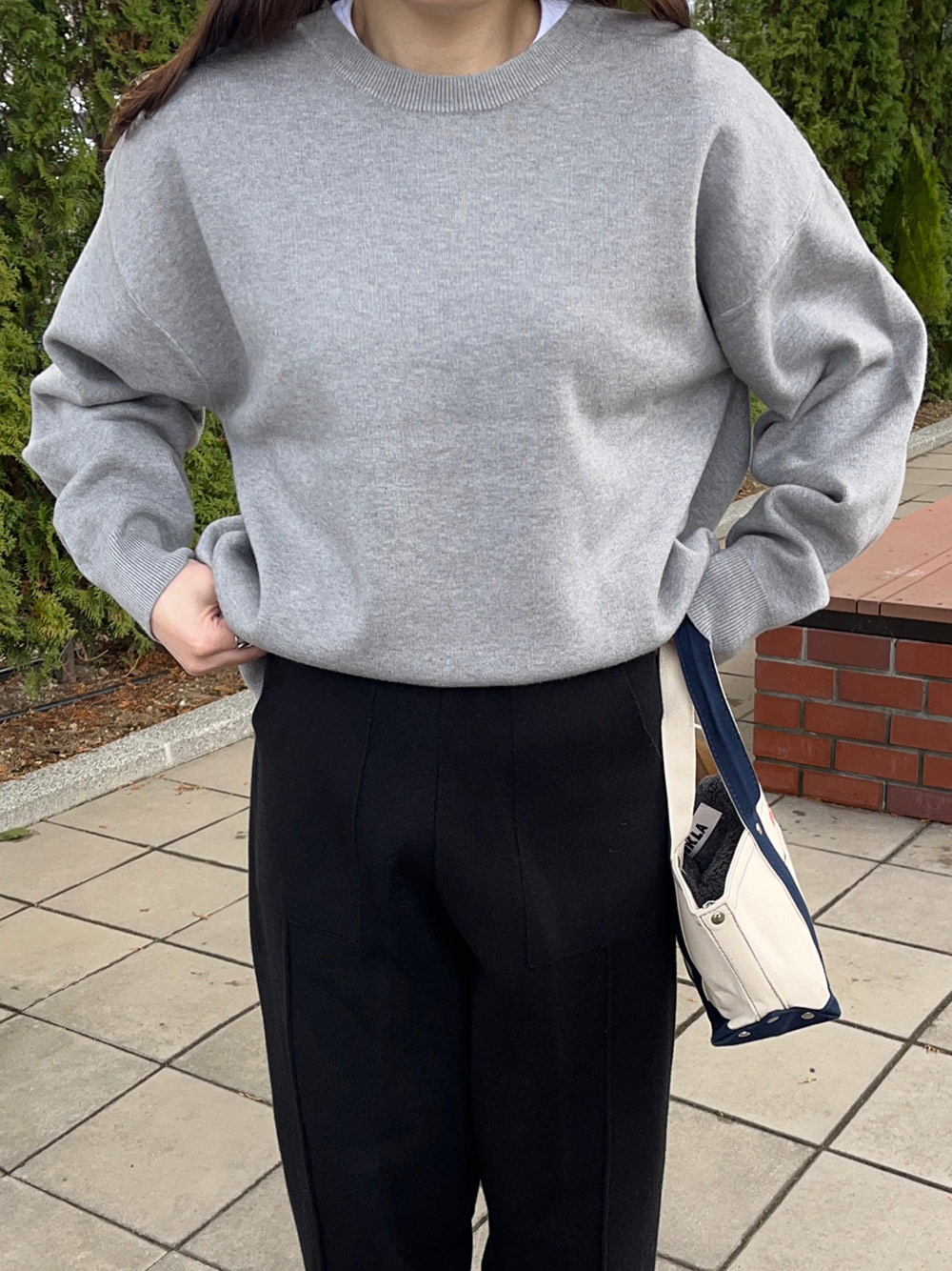 タグ付 23区 ワッフルニット サイドスリット バックボタン カシミヤ混 ウール INDIVI ニット セーター 「冬ニット人気NO．1！／カシミヤ混
