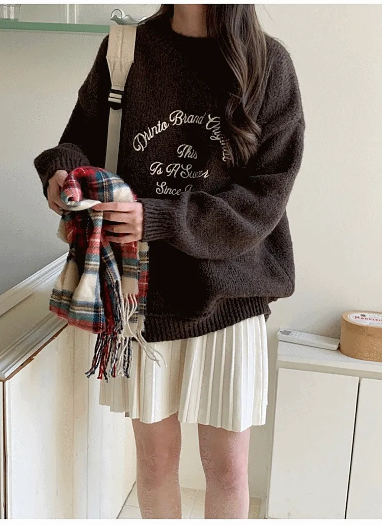 ウール混刺繍レタリングニット | DHOLIC | 詳細画像1