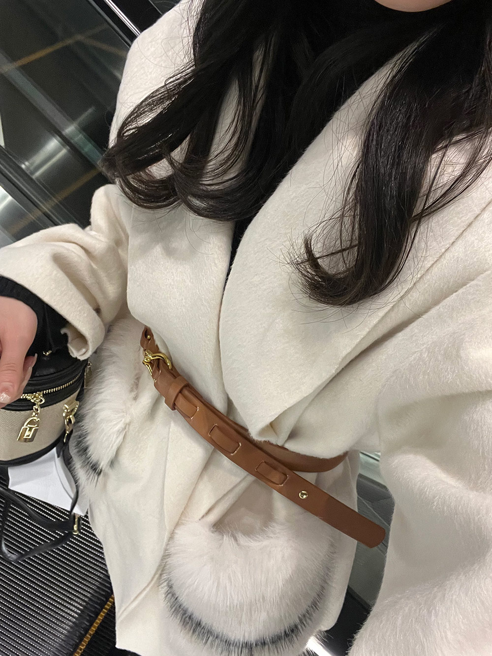 ベルト付ウール混エコファーポケットコート | 詳細画像13