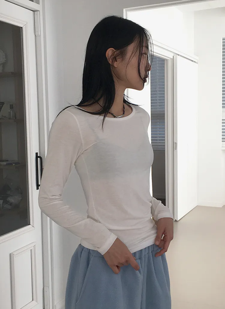 裏起毛Uネック長袖Tシャツ | WONDERWONDER | 詳細画像1