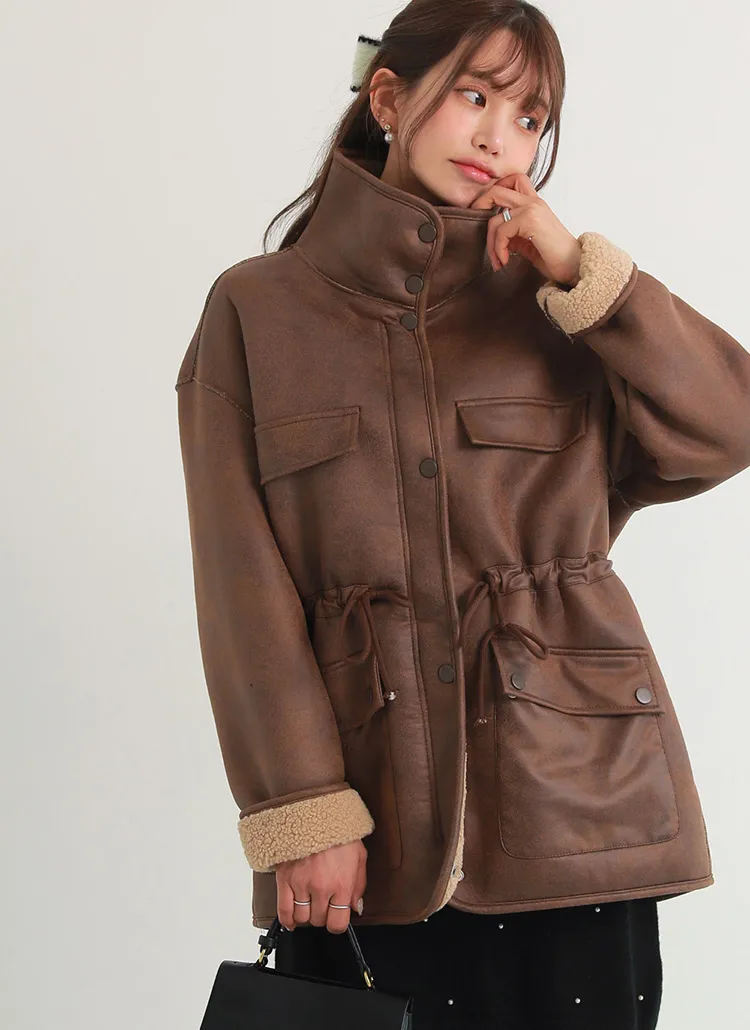 2WAYムートン調ドロストジャケット | DHOLIC | 詳細画像1