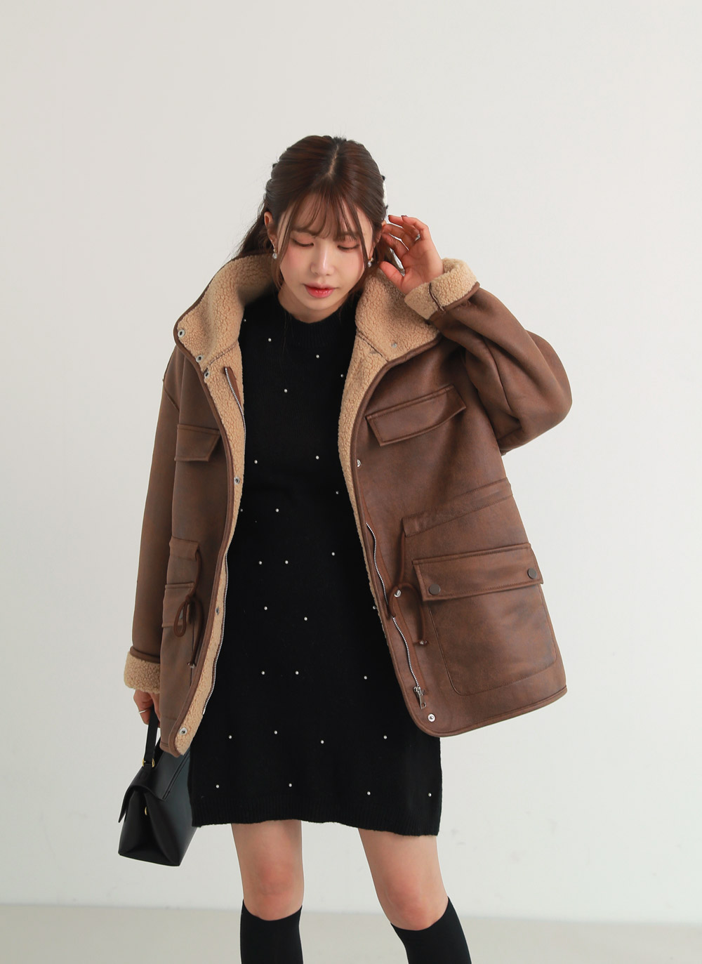 2WAYムートン調ドロストジャケット | DHOLIC | 詳細画像5