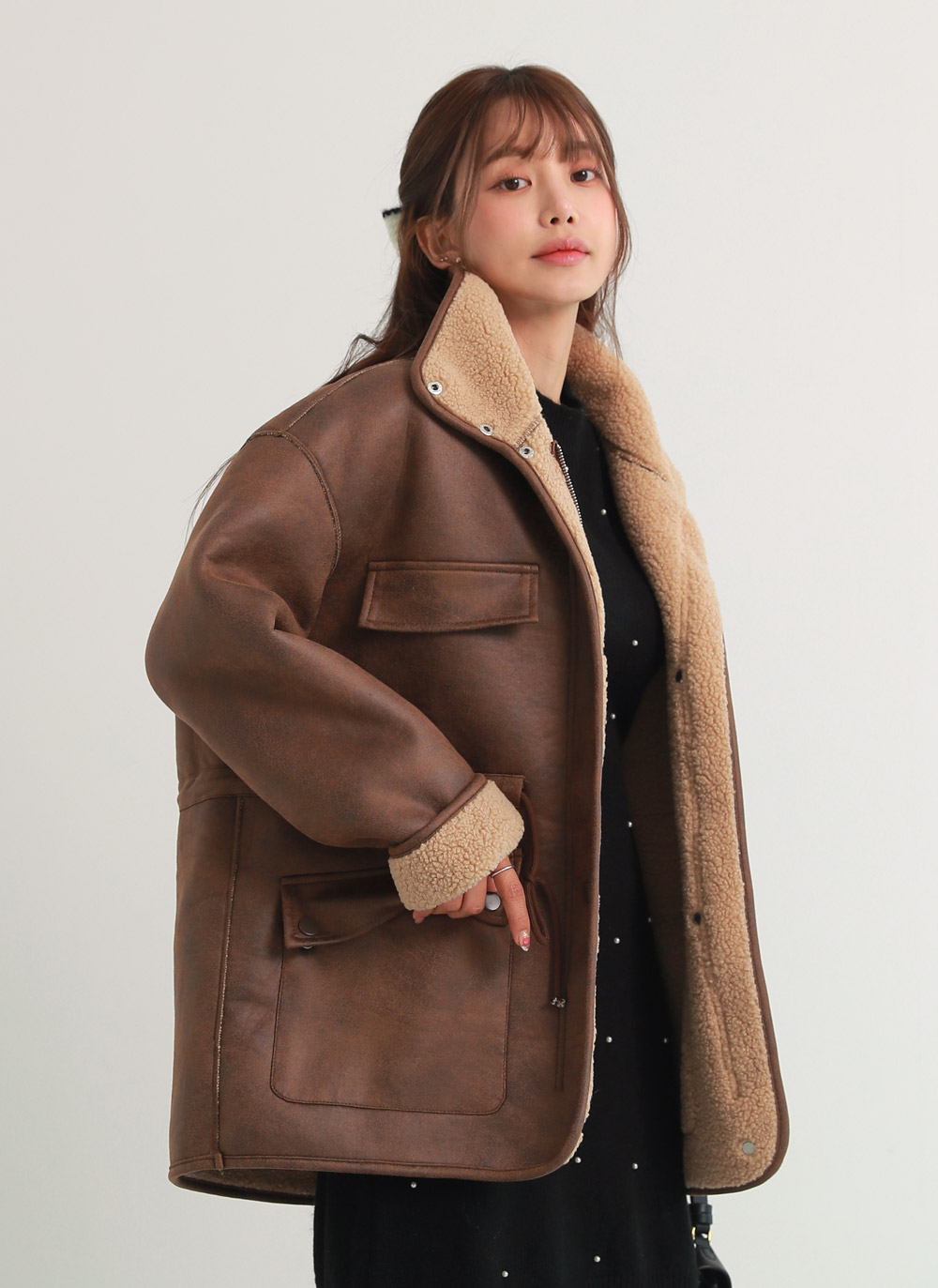 2WAYムートン調ドロストジャケット | DHOLIC | 詳細画像6