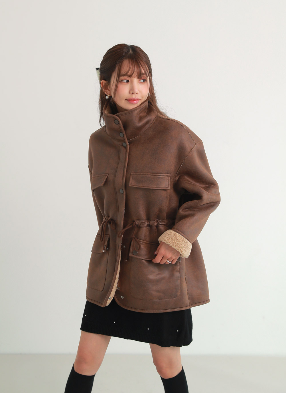 2WAYムートン調ドロストジャケット | DHOLIC | 詳細画像11