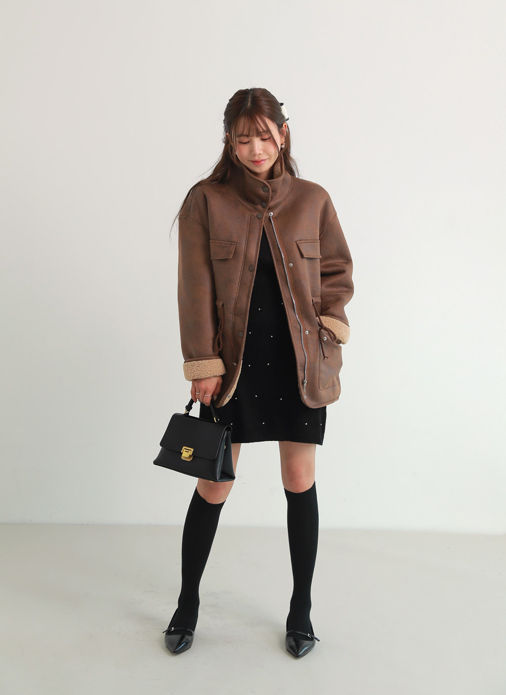 2WAYムートン調ドロストジャケット | DHOLIC | 詳細画像12