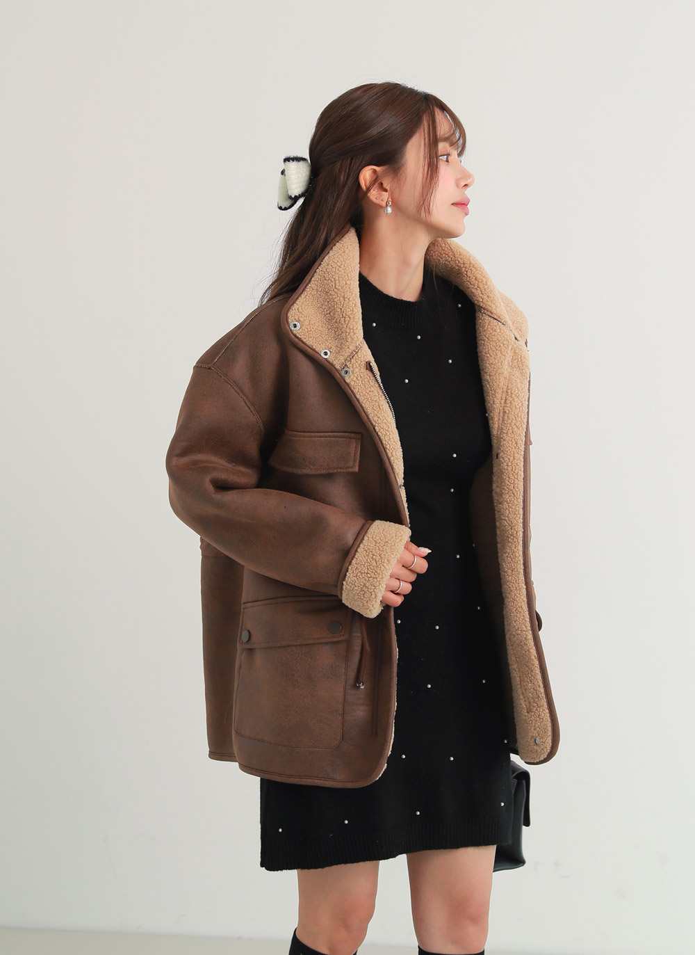 2WAYムートン調ドロストジャケット | DHOLIC | 詳細画像13