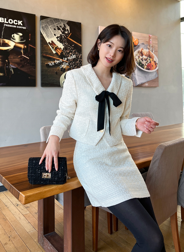 リボンツイードジャケット&ミニスカート | レディースファッション通販