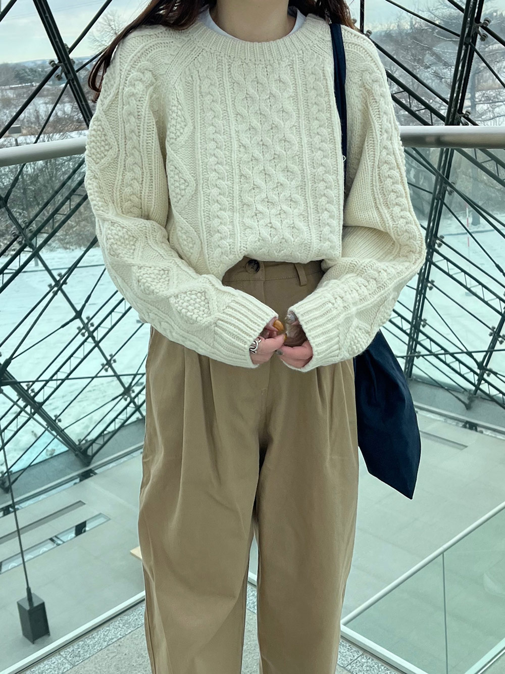 ウール混ケーブルニット | 詳細画像3