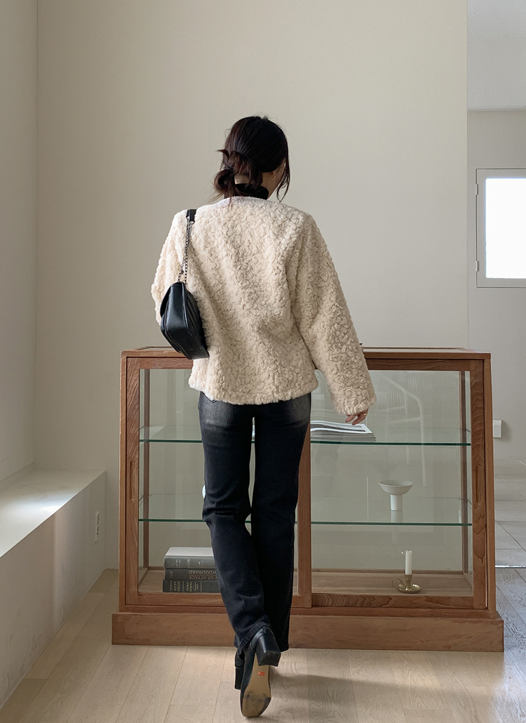 ツイード配色ファータッチジャケット | レディースファッション通販