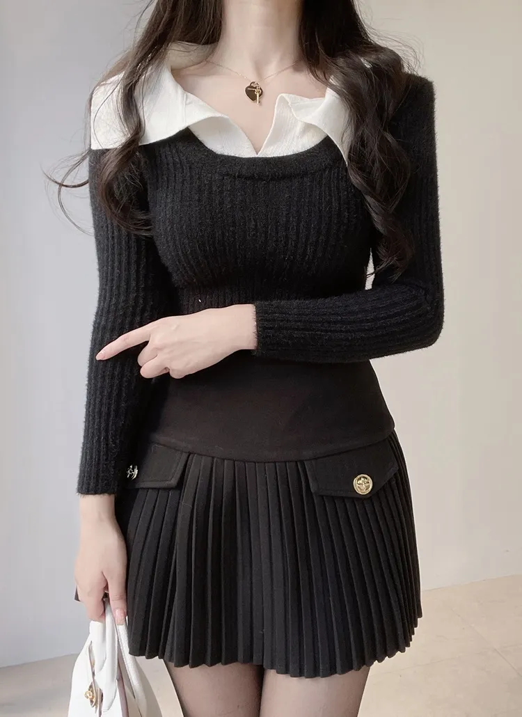 ゴールドフラッププリーツスカート | レディースファッション通販 - DHOLIC