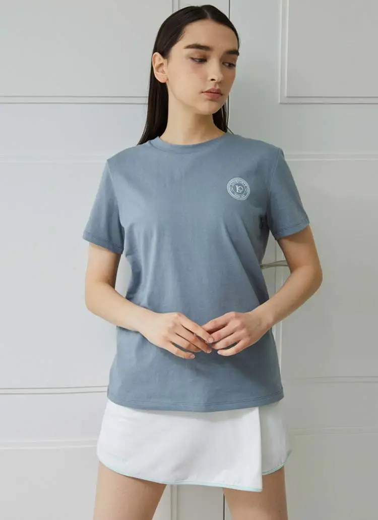 ロゴプリントシルケット半袖Tシャツ(BLUE) | 詳細画像1