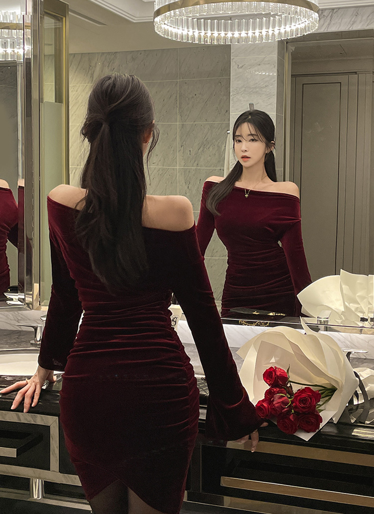 ベロアシャーリングミニワンピース | レディースファッション