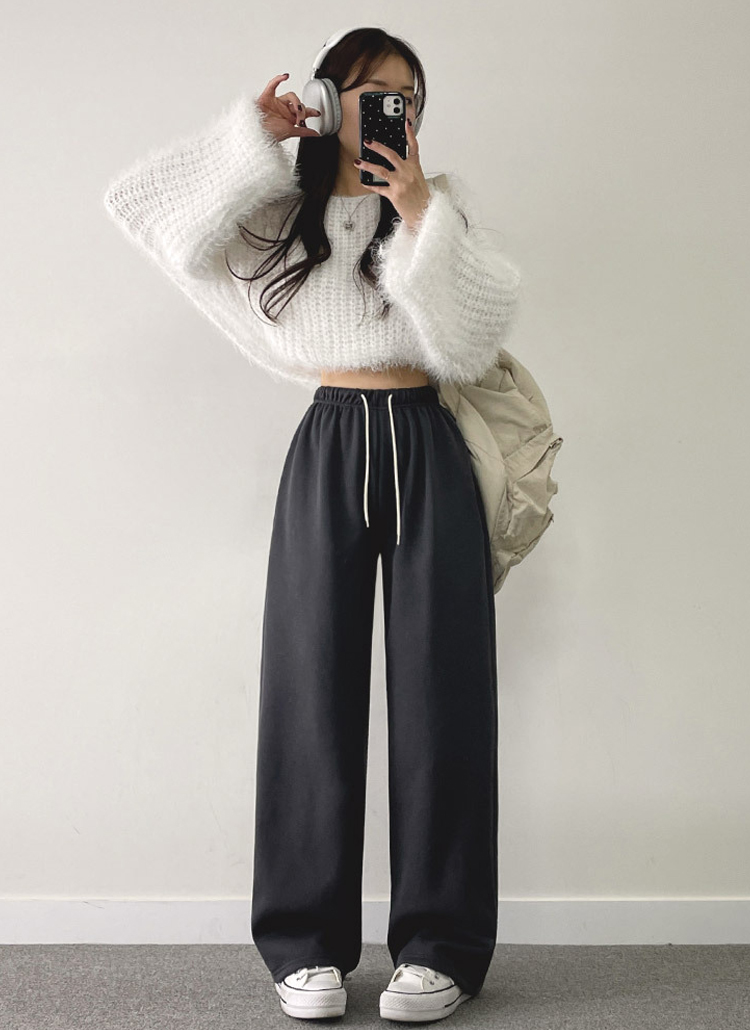 2TYPE裏起毛ドロストワイドスウェットパンツ | レディースファッション