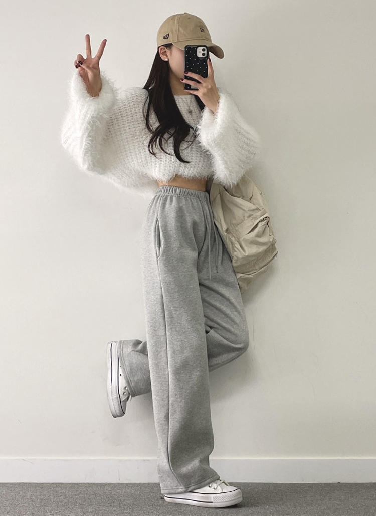 2TYPE裏起毛ドロストワイドスウェットパンツ | レディースファッション