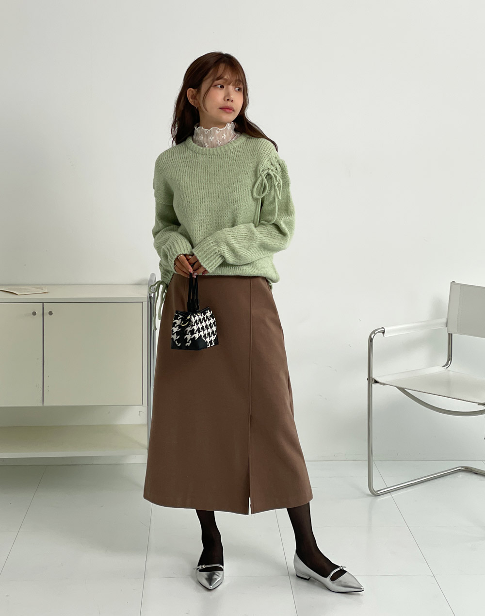 スリットレースアップルーズニット | DHOLIC | 詳細画像2