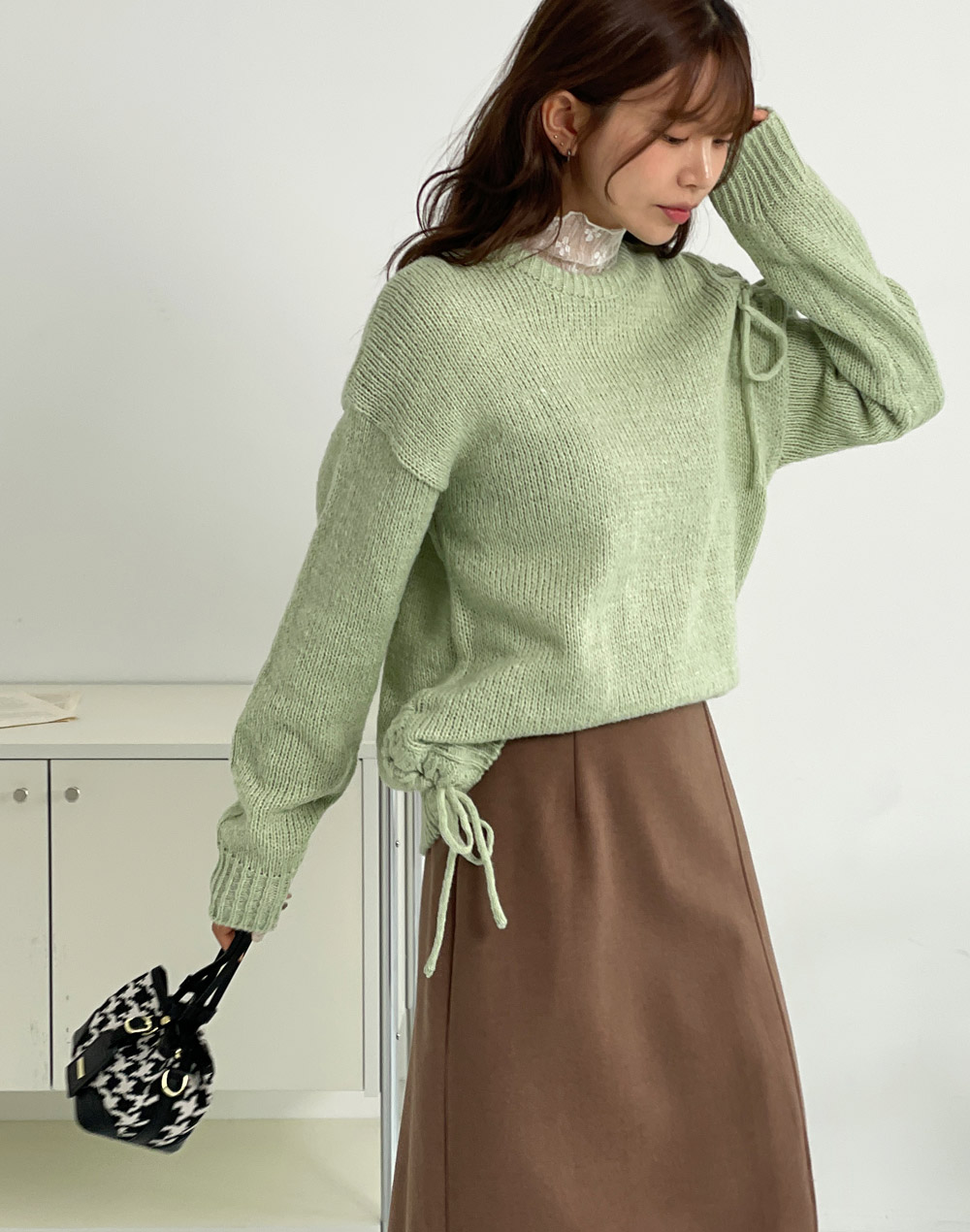 スリットレースアップルーズニット | DHOLIC | 詳細画像6