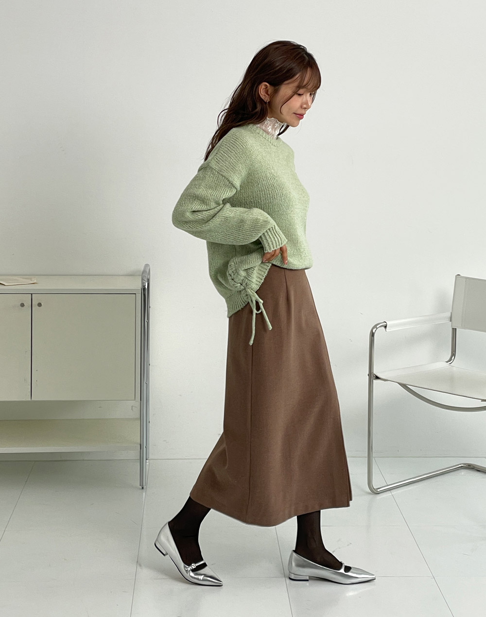 スリットレースアップルーズニット | DHOLIC | 詳細画像7