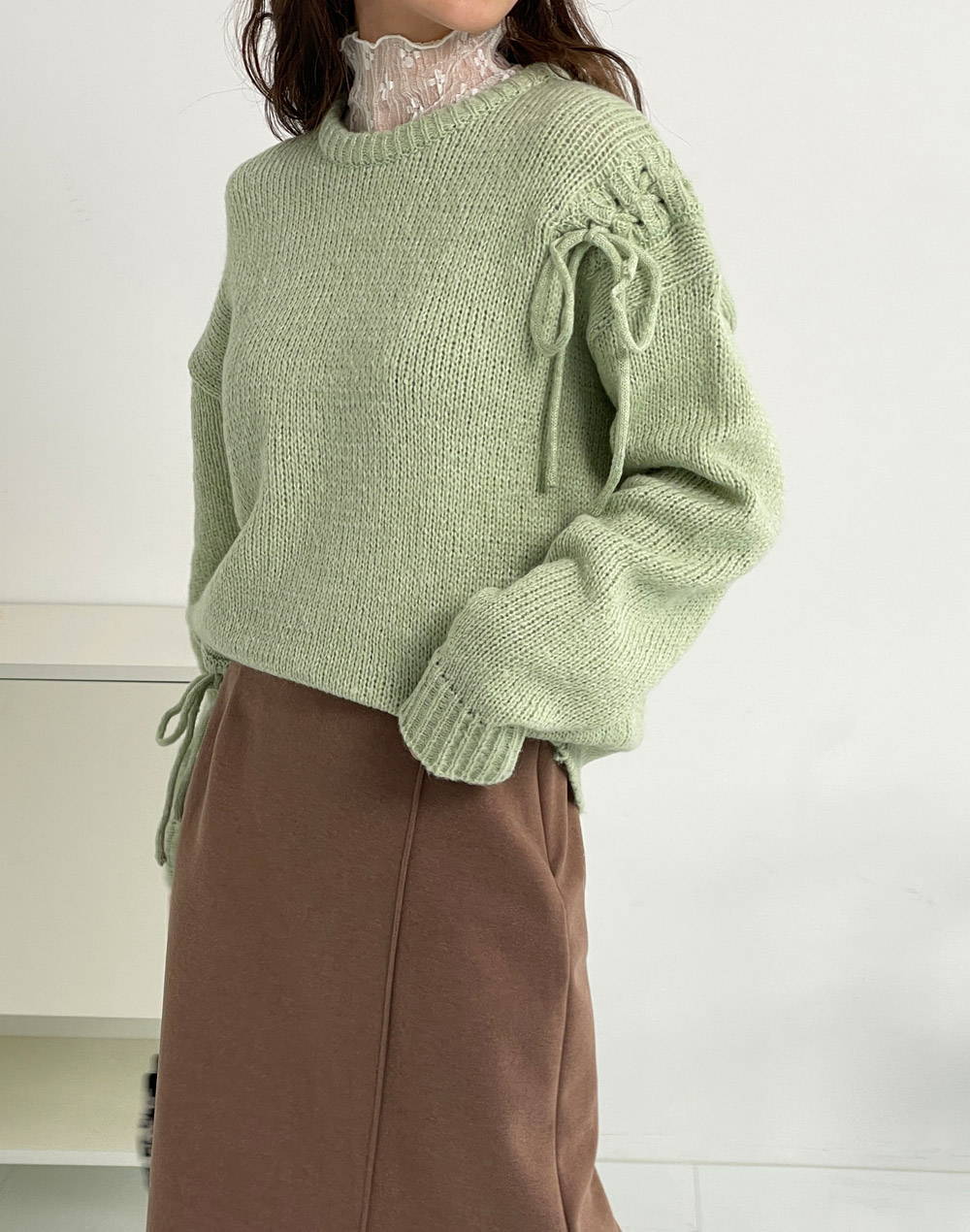 スリットレースアップルーズニット | DHOLIC | 詳細画像8