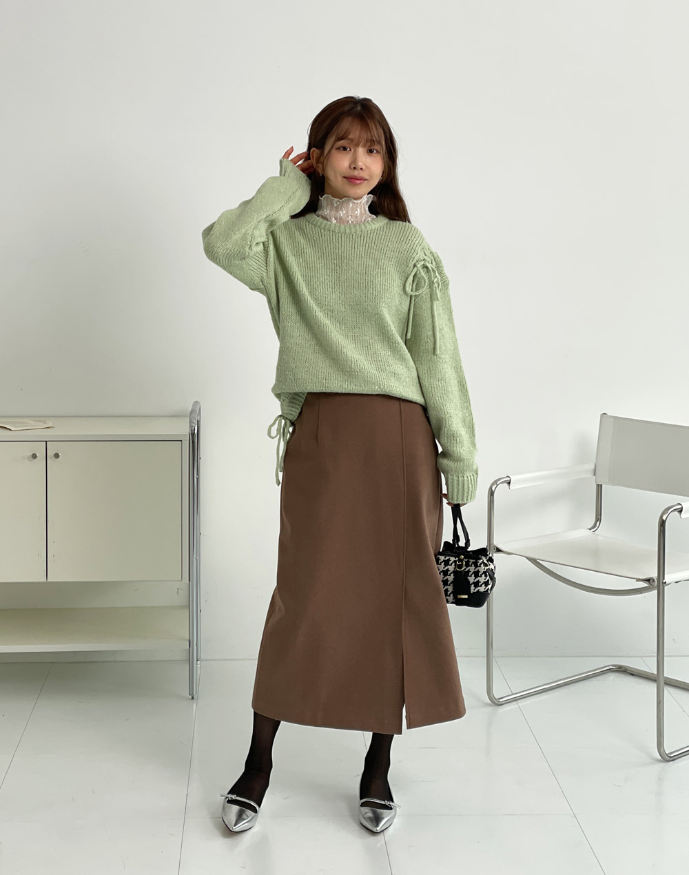 スリットレースアップルーズニット | DHOLIC | 詳細画像9