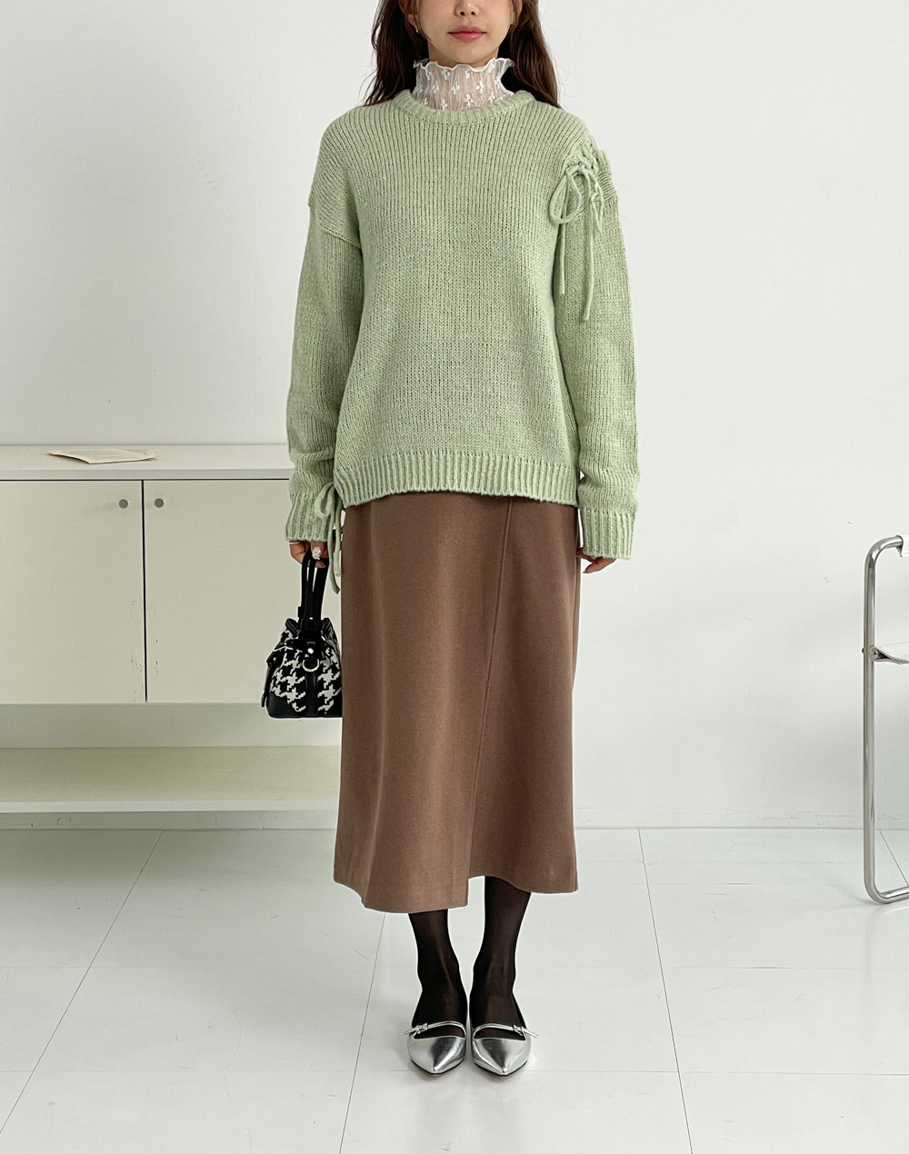 スリットレースアップルーズニット | DHOLIC | 詳細画像14