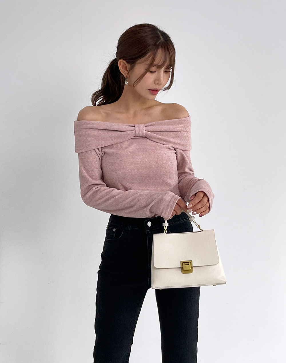 リボンオフショルスリムTシャツ | DHOLIC | 詳細画像6